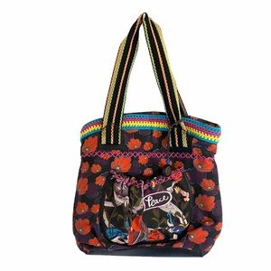 Sakroots boho floral embroidered crotchet bag tote
